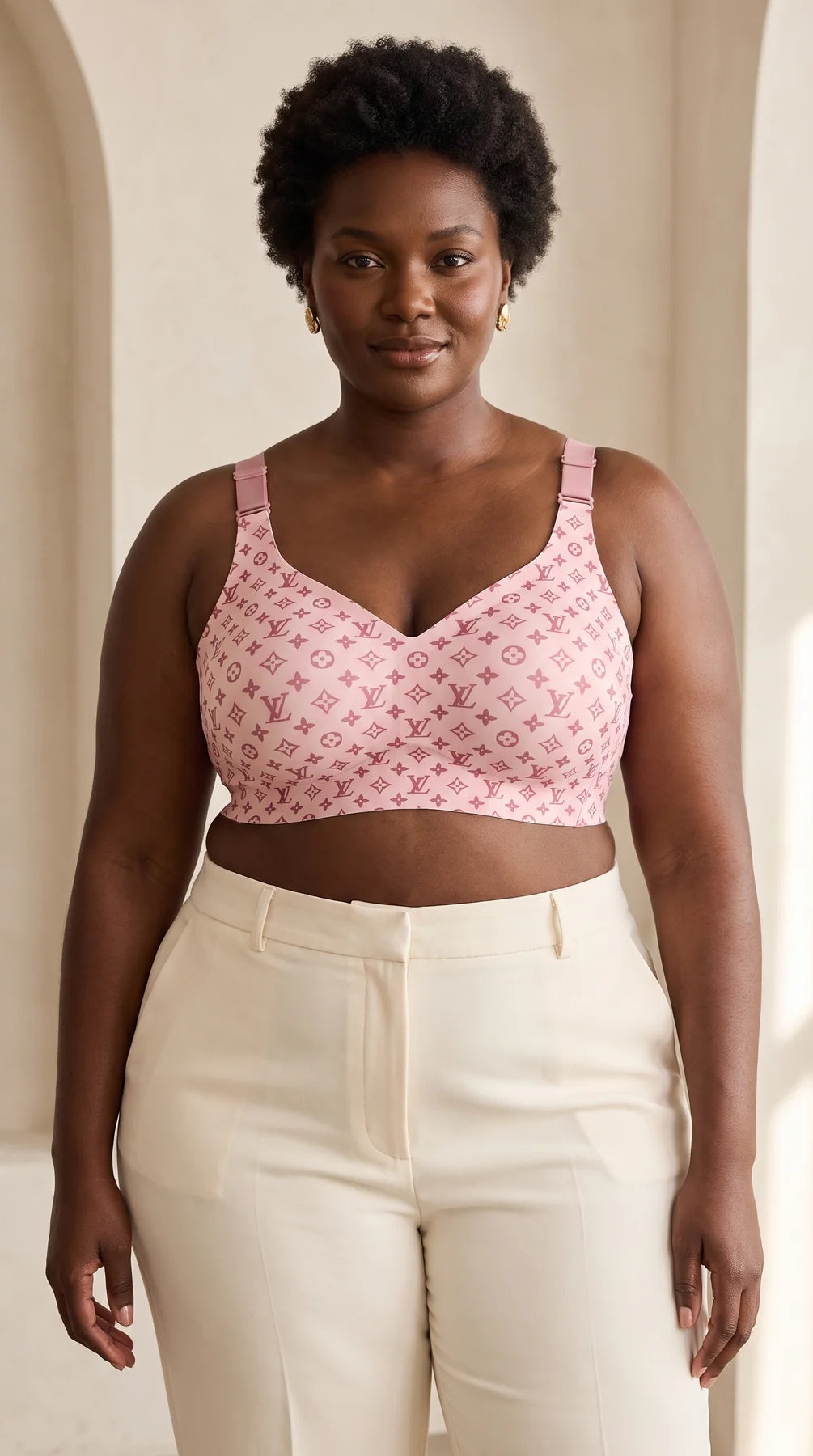 The Rose wireless bra shown on a model